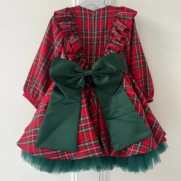 size 4t christmas dresses Gubotare Christmas Dress Toddler Plaid Girl's Dresses Crew Neck Long Sleeve Flowy Dresses Size 3T 4T(Black,3-4 Years), Toddler Girl's